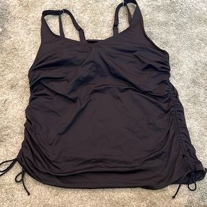 Lands’ End 18DD Black Underwire Tankini Top with Side Tie Ruching NWOT